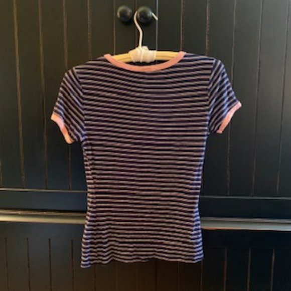 Navy pink and white striped top - Picture 5 of 6
